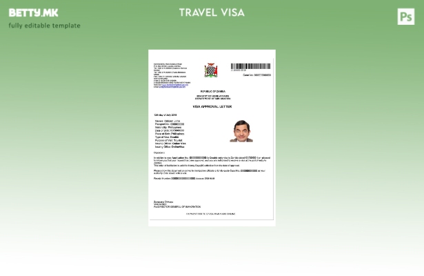 Модерен стил на Замбија и шаблон за виза